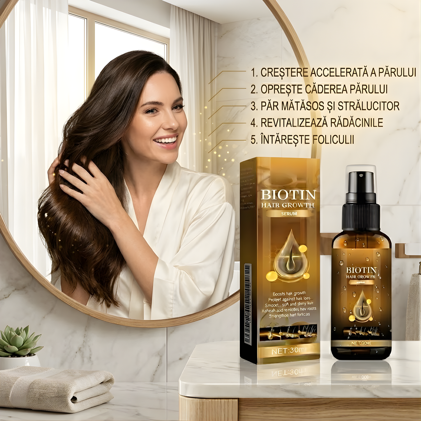 Ser Concentrat cu Biotină 2+1 GRATIS, pentru Creșterea Părului și Anti-Cădere